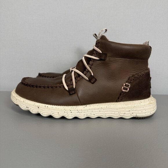 Hey Dudes Reyes Boots Women 10 Cocoa Brown Leather Slip On Pull Tab Ankle Bootie - Picture 3 of 10